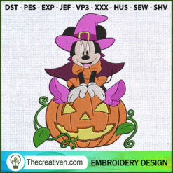 Minnie Mouse With Pumpkin Em Embroidery Design