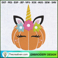 Pumpkin Unicorn Embroidery D Embroidery Design