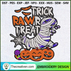 Trick Rawr Treat Embroidery  Embroidery Design