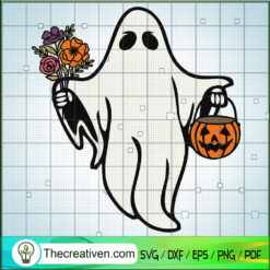 Floral Ghost SVG, Funny Halloween SVG, Ghost SVG