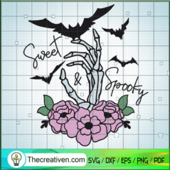 Sweet Spooky SVG, Floral Skeleton Hand SVG, Spooky Halloween SVG