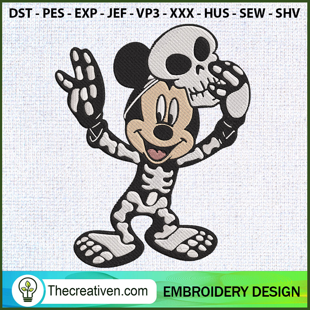 Halloween Mickey Skeleton Em Embroidery Design 1 Halloween Mickey Skeleton Em Embroidery Design