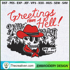 Halloween Skull Greetings Em Embroidery Design