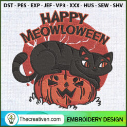 Happy Meowloween Embroidery  Embroidery Design