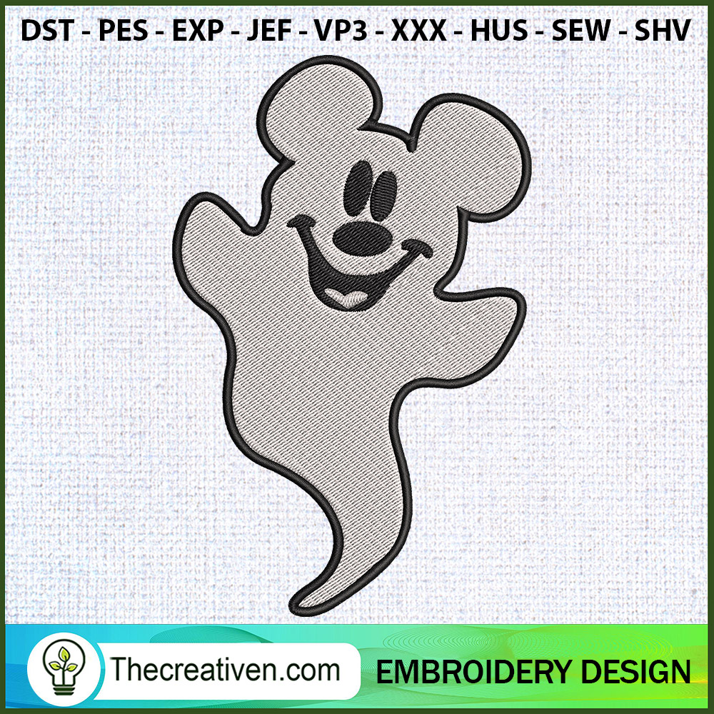 Mickey Mouse Ghost Left Embr Embroidery Design 1 Mickey Mouse Ghost Left Embr Embroidery Design