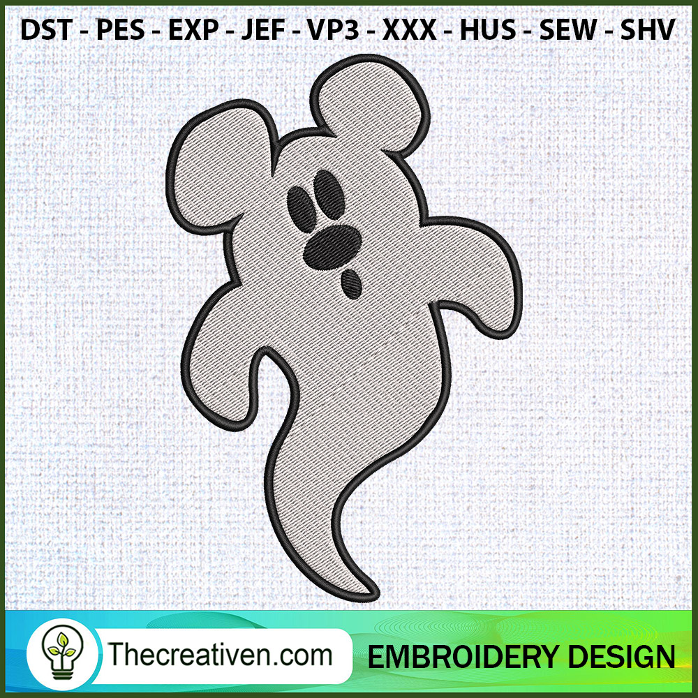 Mickey Mouse Ghost Right Emb Embroidery Design 1 Mickey Mouse Ghost Right Emb Embroidery Design