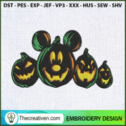 Mickey Mouse Pumpkin Hallowe Embroidery Design