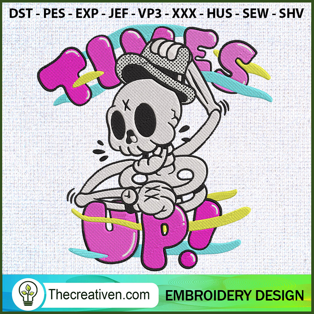 Skeleton Times Up Embroidery Embroidery Design 1 Skeleton Times Up Embroidery Embroidery Design