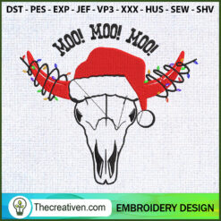 Moo! Moo! Moo! Cow Head Chri Embroidery Design