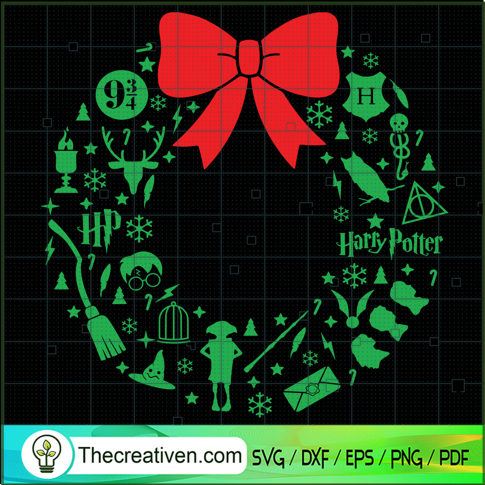 Harry Potter Wreath Christmas SVG Cut File for Cricut & Silhouette 1 Harry Potter Wreath Christmas SVG Cut File for Cricut & Silhouette