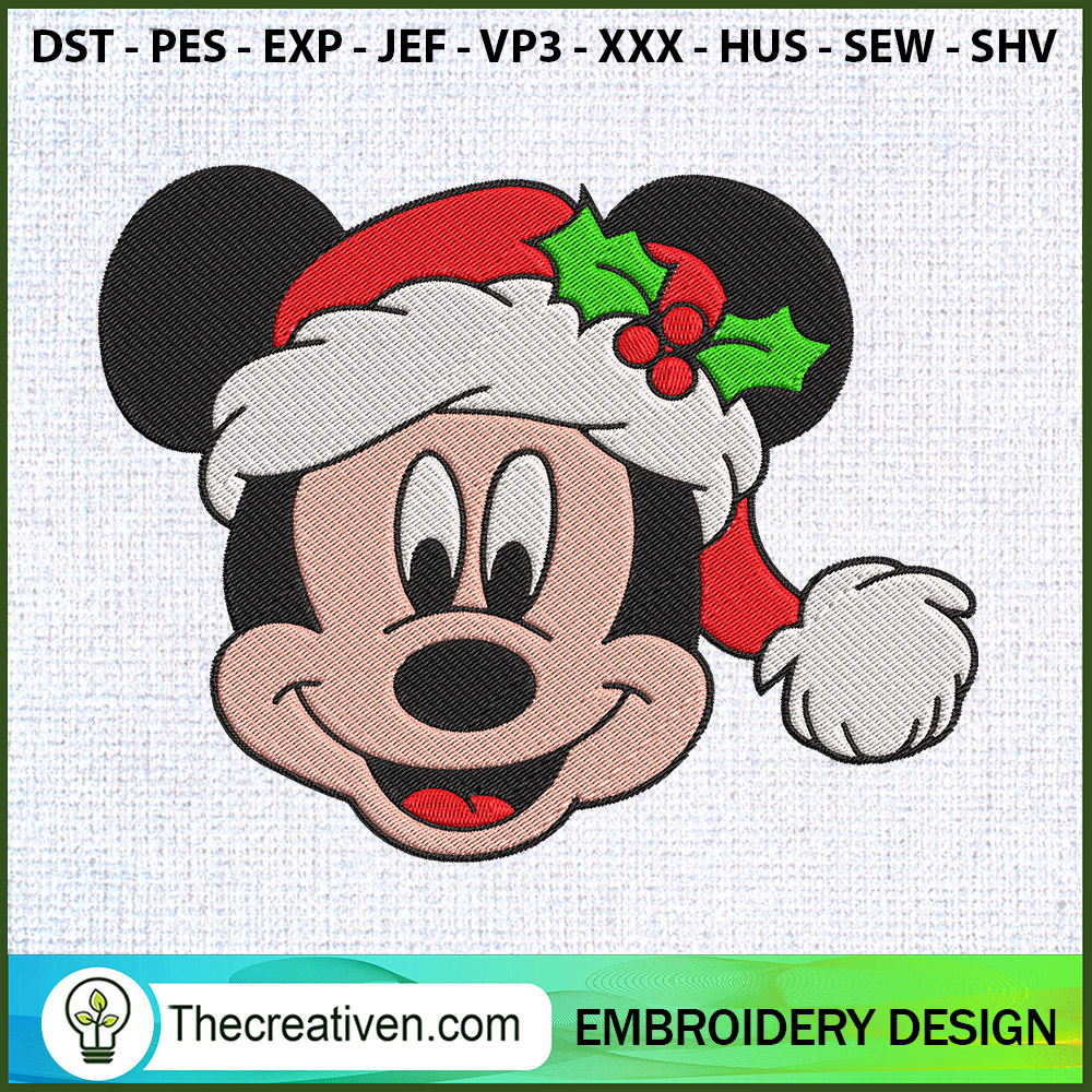 Mickey Head Christmas Embroi Embroidery Design 1 Mickey Head Christmas Embroi Embroidery Design