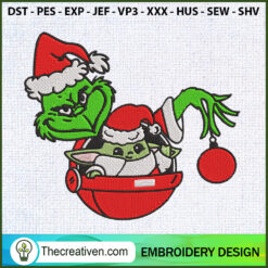 Grinch Holding Baby Yoda Christmas Embroid Embroidery  Design 123389