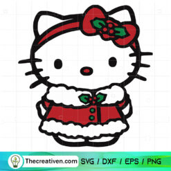 Kitty Love Christmas SVG, Hello Kitty SVG, Cute Cat Christmas SVG