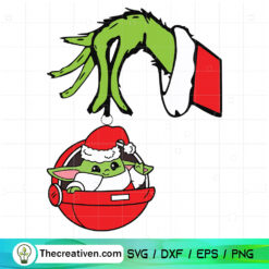 Grinch Hand With Baby Yoda J SVG Cut File for Cricut