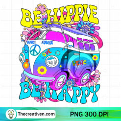 Be Hippie Be Happy PNG, Hippie Van PNG
