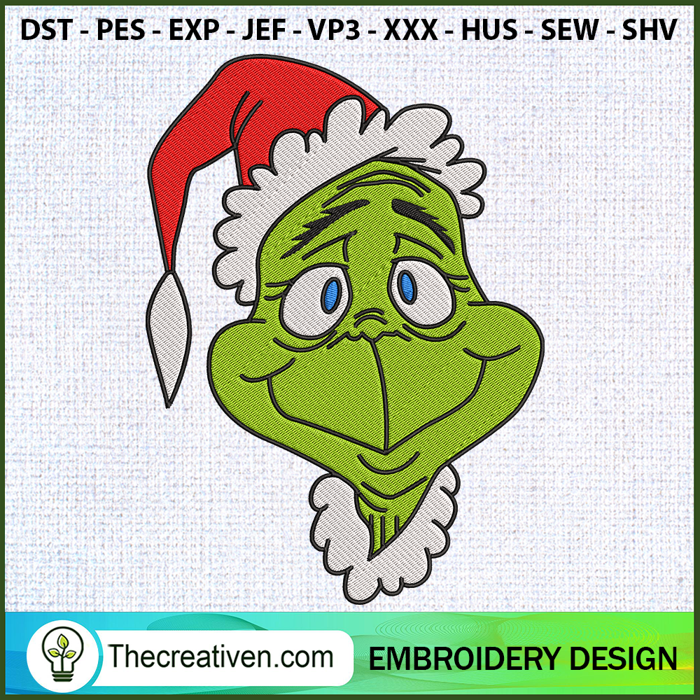 Christmas Grinch Head Embroi Embroidery Design 1 Christmas Grinch Head Embroi Embroidery Design
