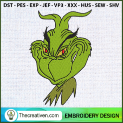 Grinch Green Face Embroidery Embroidery Design
