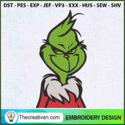 Grinch Santa Embroidery Design