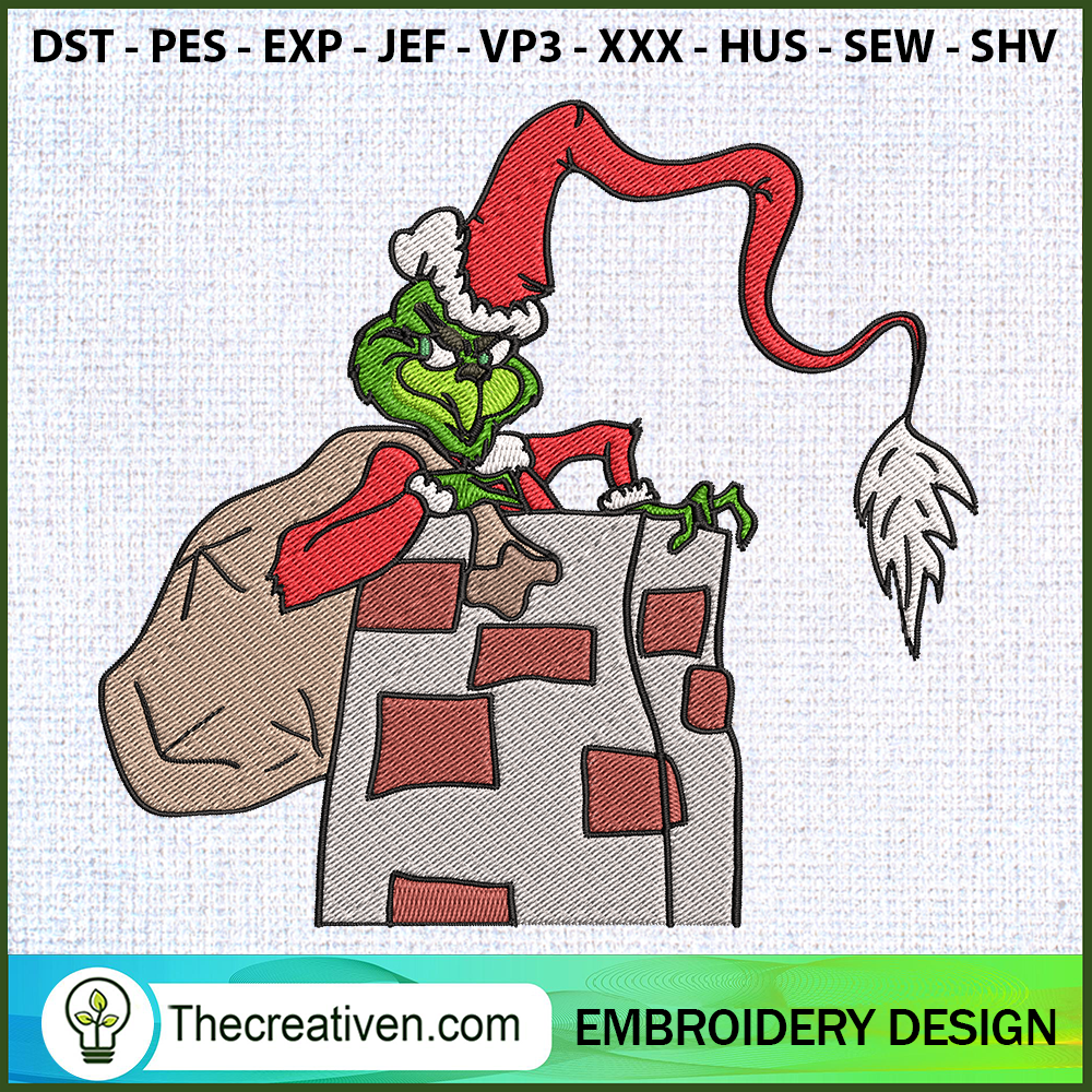 Grinch Chimey Christmas Embr Embroidery Design 6 Grinch Chimey Christmas Embroidery Design