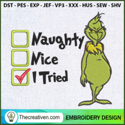Grinch Tick I Tried Embroidery Design