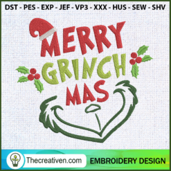 Merry Grinchmas Face Embroid Embroidery Design