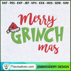 Merry Grinchmas Text Embroidery Design