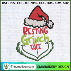 Resting Grinch Face Embroidery Design