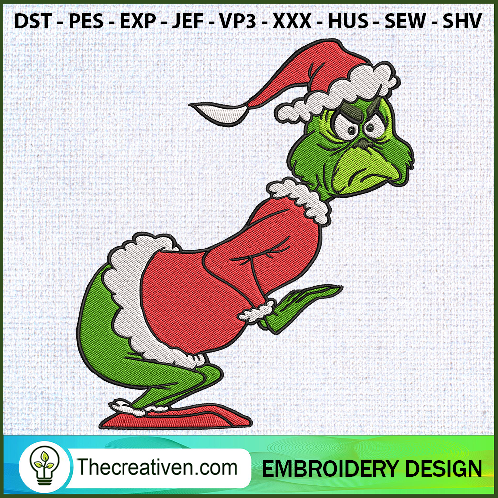 Grinch Funny Stand Embroider Embroidery Design 6 Grinch Funny Stand Embroidery Design