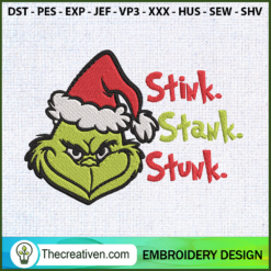 Stink Stank Stunk Grinch Face Embroidery Design