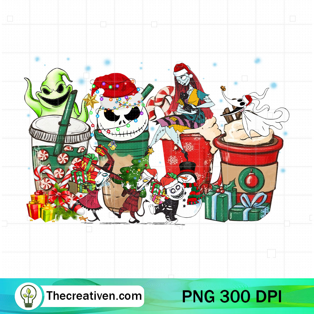 The Nightmare Before Christmas Character Coffee Cup PNG, Jack Skellington Christmas Coffee Drink PNG