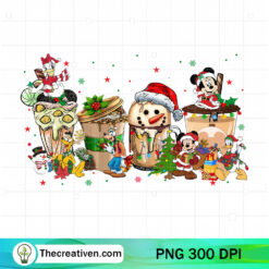 Disney Characters Christmas Coffee Drink PNG, Mickey And Friends Christmas Drink PNG