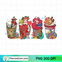 The Little Mermaid Christmas Coffee Drink PNG, Little Mermaid Christmas PNG