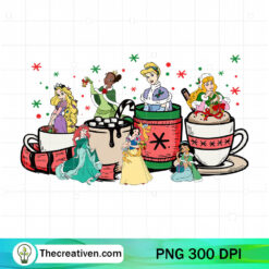 Disney Princess Coffee Mug PNG, Princess Christmas PNG