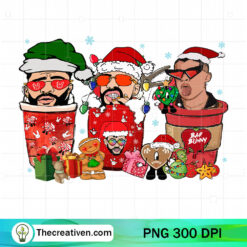 Bad Bunny With Christmas Mug PNG, Bad Bunny Coffee Drink PNG