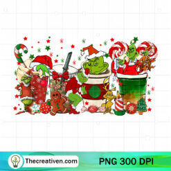 Grinch Christmas With Coffee Mug PNG, Funny Grinch Coffee Drink PNG