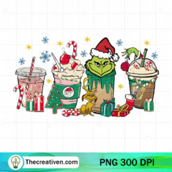 Christmas Grinch Coffee PNG, Grinch With Coffee Mug PNG