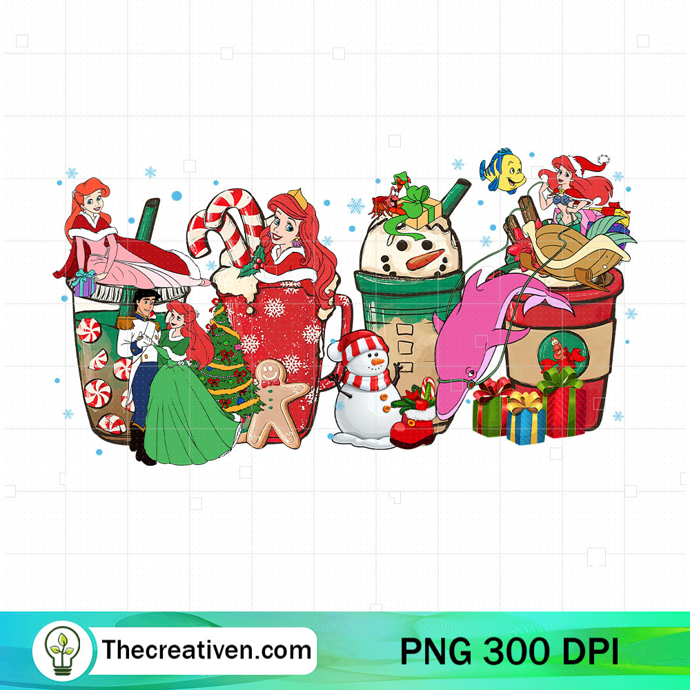 Ariel Christmas Drink Coffee PNG, Ariel Princess Christmas PNG 6 Ariel Christmas Drink Coffee PNG, Ariel Princess Christmas PNG