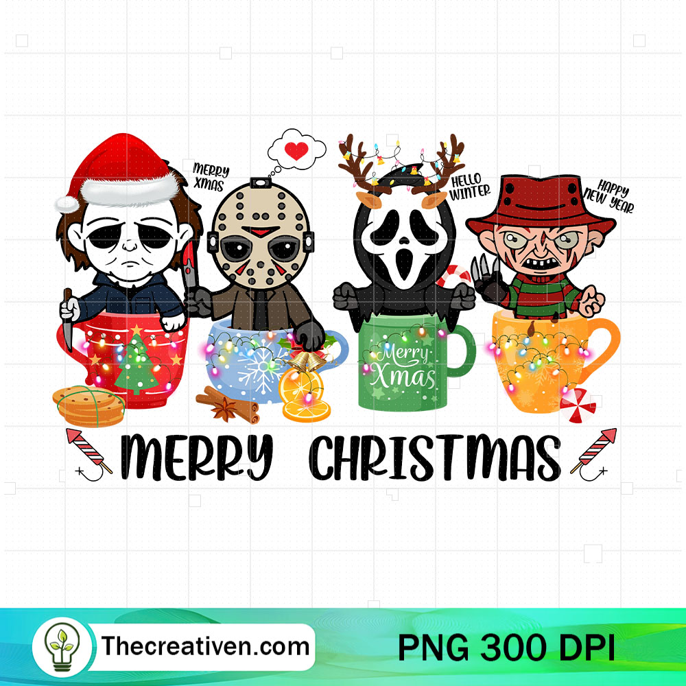 Horror Characters Merry Christmas PNG, Christmas Horror PNG 6 Horror Characters Merry Christmas PNG, Christmas Horror PNG