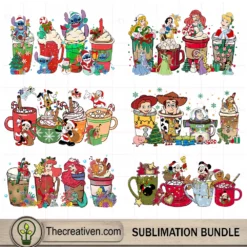 Disney Christmas Coffee Drink Bundle PNG, Disney Movies Christmas Bundle PNG
