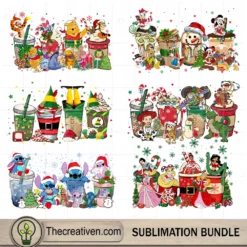 Cartoon Movies Christmas Coffee Drink Bundle PNG, Disney Cartoon Bundle PNG