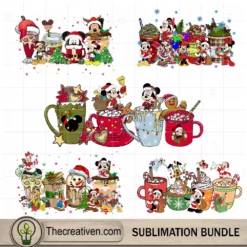 Mickey Mouse Christmas Coffee Drink Bundle PNG, Disney Mickey Christmas Bundle PNG