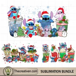 Stitch Bundle Christmas Coffee Drink PNG, Stitch Christmas Bundle PNG
