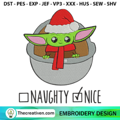 Naughty Or Nice Yoda Embroidery Design