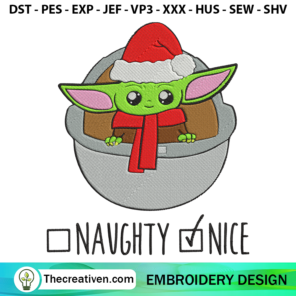 Naughty Or Nice Yoda Embroid Embroidery Design 6 Naughty Or Nice Yoda Embroidery Design
