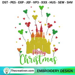 Merry Christmas Disney Castle Embroidery Design