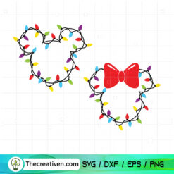 Christmas Light Mouse Head SVG, Disney Mouse Christmas SVG