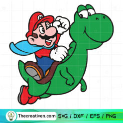 Funny Super Mario With Dinosaur SVG, Mario SVG