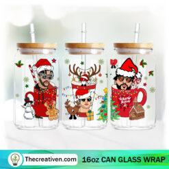 The Creativen 26 Bad Bunny Christmas Coffee Drink 16oz Libbey Glass Can Tumbler Sublimation Design - Design Digital Download PNG