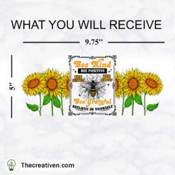 Alternative view of Bee Kind Sunflower 16oz Libbey Glass Can Tumbler Sublimation Design