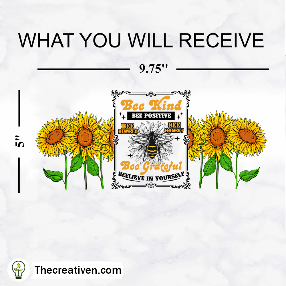 Bee Kind Sunflower 16oz Libbey Glass Can Tumbler Sublimation Design 2 Bee Kind Sunflower 16oz Libbey Glass Can Tumbler Sublimation Design - Image 2